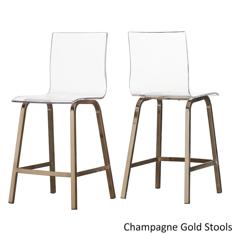 Ensemble de salle à manger rond 5 places à hauteur de comptoir avec plateau en verre Champagne doré / Chrome