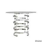 Ensemble de salle à manger rond 5 places à hauteur de comptoir avec plateau en verre Champagne doré / Chrome