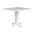 Table de salle à manger carrée à abattants, couleurs blanc/cannelle/noir, style piédestal, 4 places