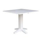 Table de salle à manger carrée à abattants, couleurs blanc/cannelle/noir, style piédestal, 4 places
