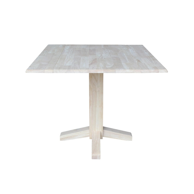 Table de salle à manger carrée à abattants, couleurs blanc/cannelle/noir, style piédestal, 4 places