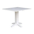 Table de salle à manger carrée à abattants, couleurs blanc/cannelle/noir, style piédestal, 4 places