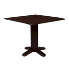Table de salle à manger carrée à abattants, couleurs blanc/cannelle/noir, style piédestal, 4 places