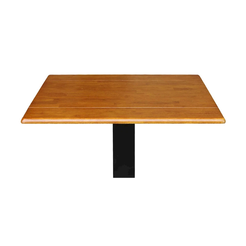 Table de salle à manger carrée à abattants, couleurs blanc/cannelle/noir, style piédestal, 4 places