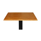 Table de salle à manger carrée à abattants, couleurs blanc/cannelle/noir, style piédestal, 4 places