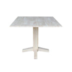 Table de salle à manger carrée à abattants, couleurs blanc/cannelle/noir, style piédestal, 4 places