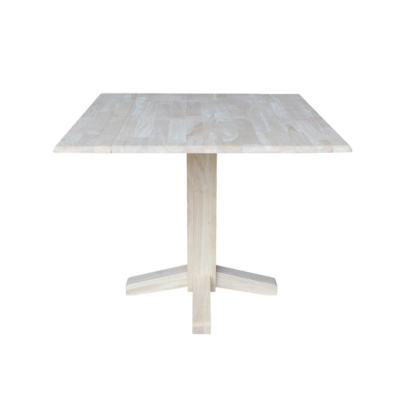 Table de salle à manger carrée à abattants, couleurs blanc/cannelle/noir, style piédestal, 4 places