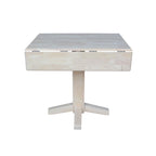 Table de salle à manger carrée à abattants, couleurs blanc/cannelle/noir, style piédestal, 4 places