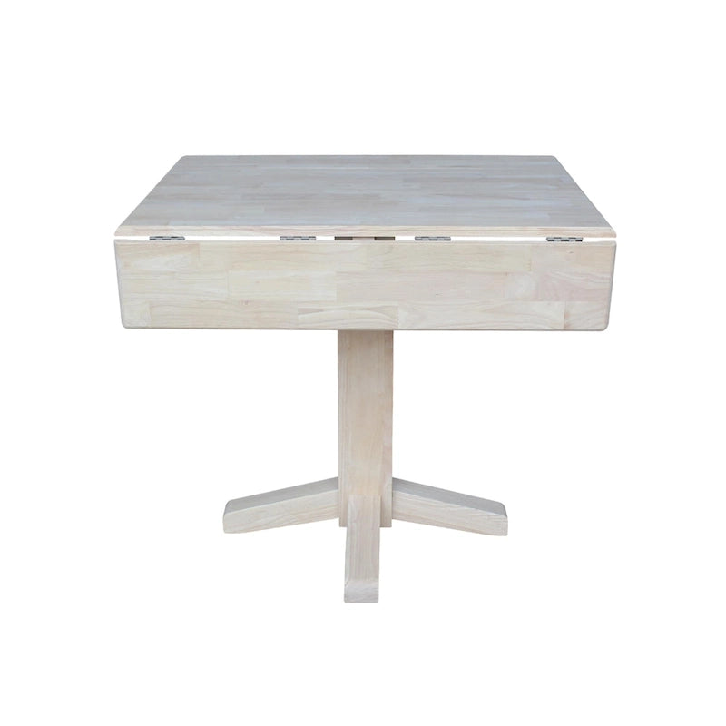 Table de salle à manger carrée à abattants, couleurs blanc/cannelle/noir, style piédestal, 4 places