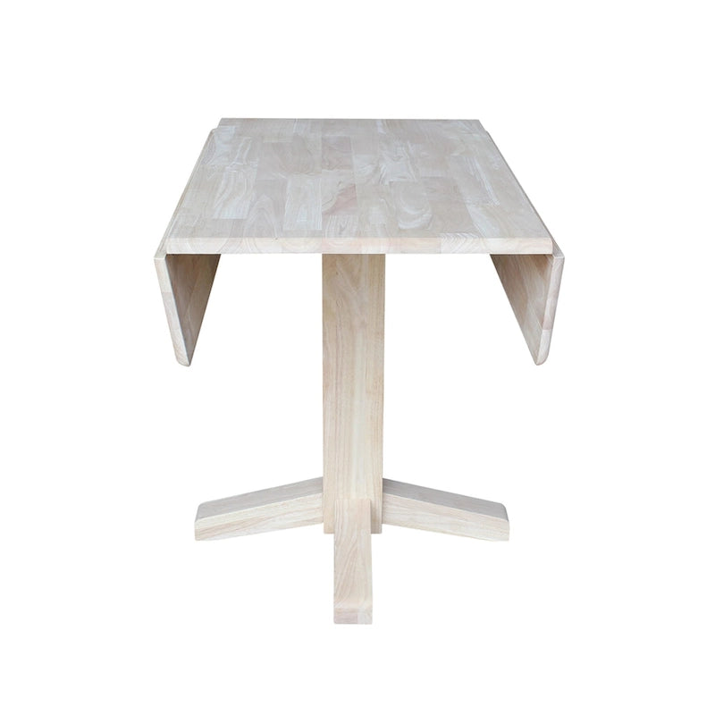 Table de salle à manger carrée à abattants, couleurs blanc/cannelle/noir, style piédestal, 4 places