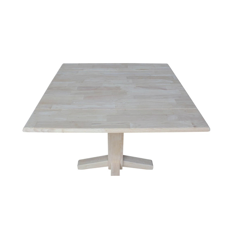 Table de salle à manger carrée à abattants, couleurs blanc/cannelle/noir, style piédestal, 4 places