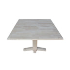 Table de salle à manger carrée à abattants, couleurs blanc/cannelle/noir, style piédestal, 4 places