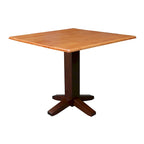Table de salle à manger carrée à abattants, couleurs blanc/cannelle/noir, style piédestal, 4 places