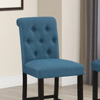 Tabouret de bar rembourré capitonné avec pieds en bois, lot de 2 (fauve / bleu / gris)