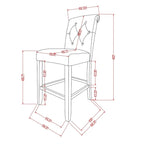 Tabouret de bar rembourré capitonné avec pieds en bois, lot de 2 (fauve / bleu / gris)