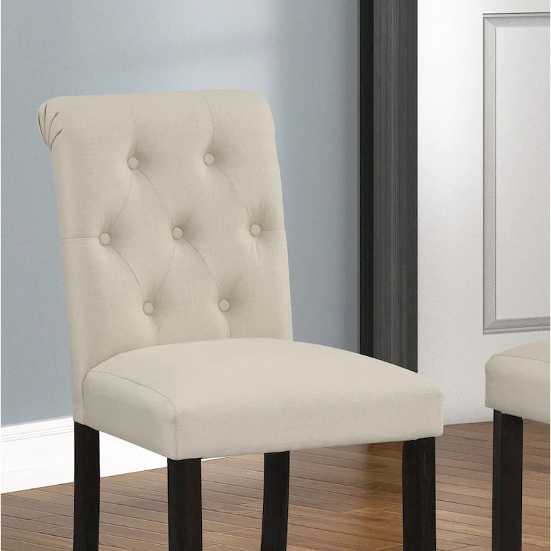 Tabouret de bar rembourré capitonné avec pieds en bois, lot de 2 (fauve / bleu / gris)