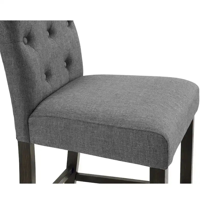 Tabouret de bar rembourré capitonné avec pieds en bois, lot de 2 (fauve / bleu / gris)
