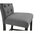 Tabouret de bar rembourré capitonné avec pieds en bois, lot de 2 (fauve / bleu / gris)