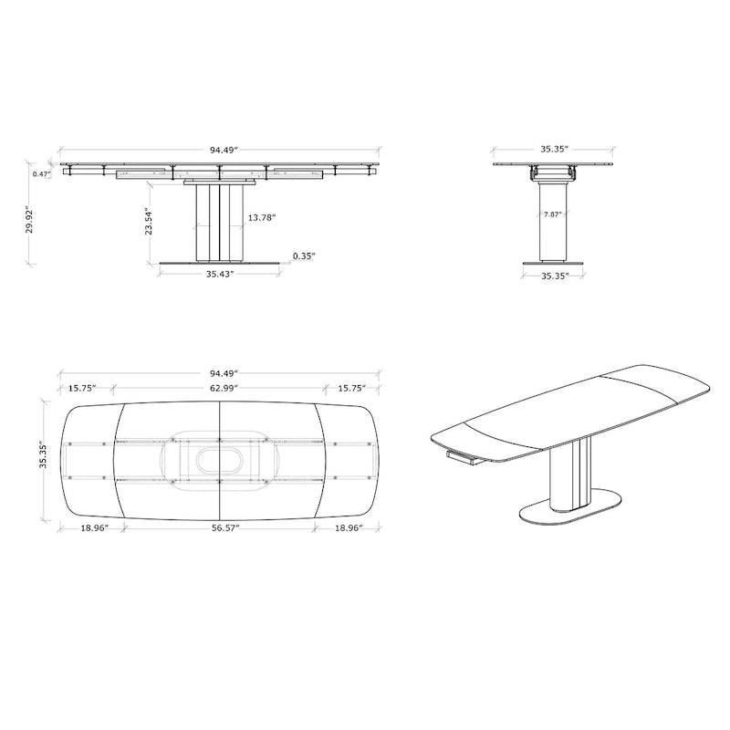 Table à manger extensible en pierre frittée, coloris Or et Gris, 6 à 8 places