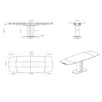 Table à manger extensible en pierre frittée, coloris Or et Gris, 6 à 8 places