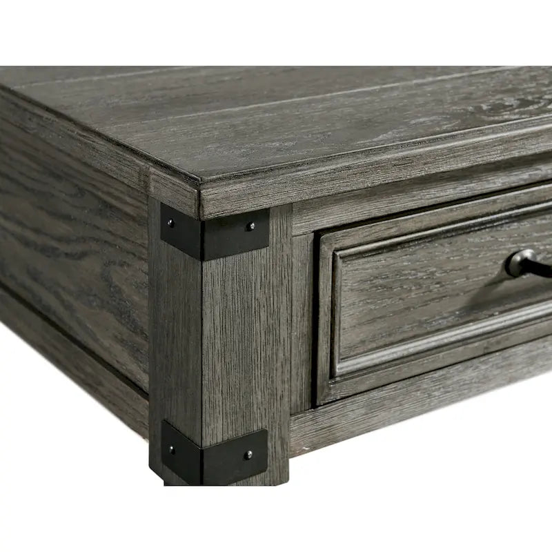 Table d'appoint de chevet en étain brossé avec tiroir et étagère