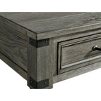 Table d'appoint de chevet en étain brossé avec tiroir et étagère