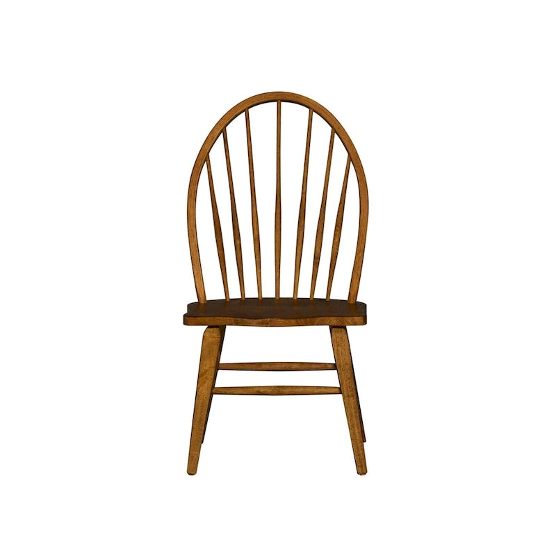 Chaise d'appoint de salle à manger Windsor, dossier brun foncé, lot de 2