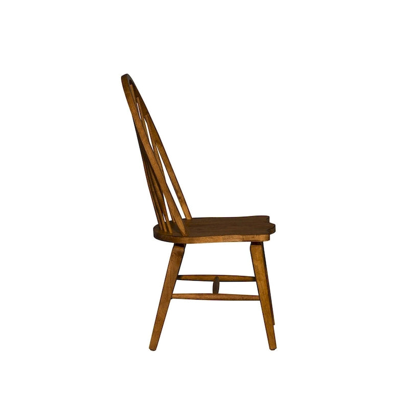 Chaise d'appoint de salle à manger Windsor, dossier brun foncé, lot de 2