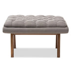 Pouf capitonné gris/noir de style Mid-Century, une place