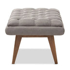 Pouf capitonné gris/noir de style Mid-Century, une place