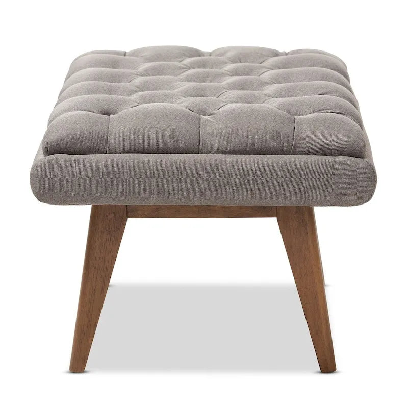 Pouf capitonné gris/noir de style Mid-Century, une place