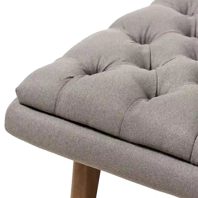 Pouf capitonné gris/noir de style Mid-Century, une place