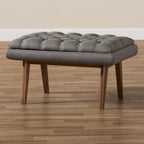 Pouf capitonné gris/noir de style Mid-Century, une place