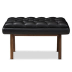 Pouf capitonné gris/noir de style Mid-Century, une place