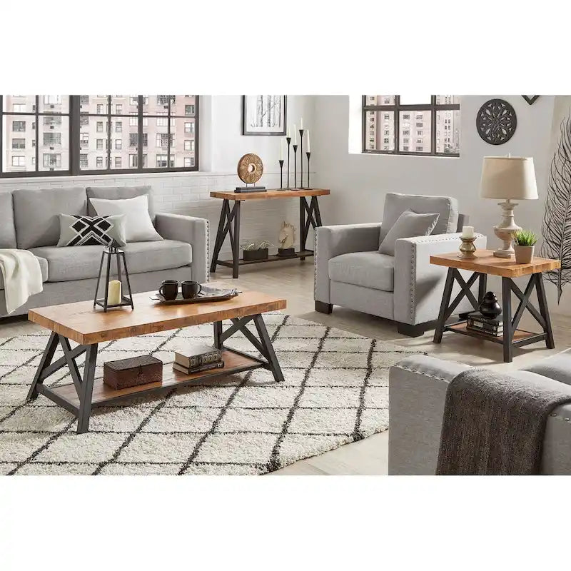 Console industrielle X-Base – Chêne / Marron / Gris / Noir