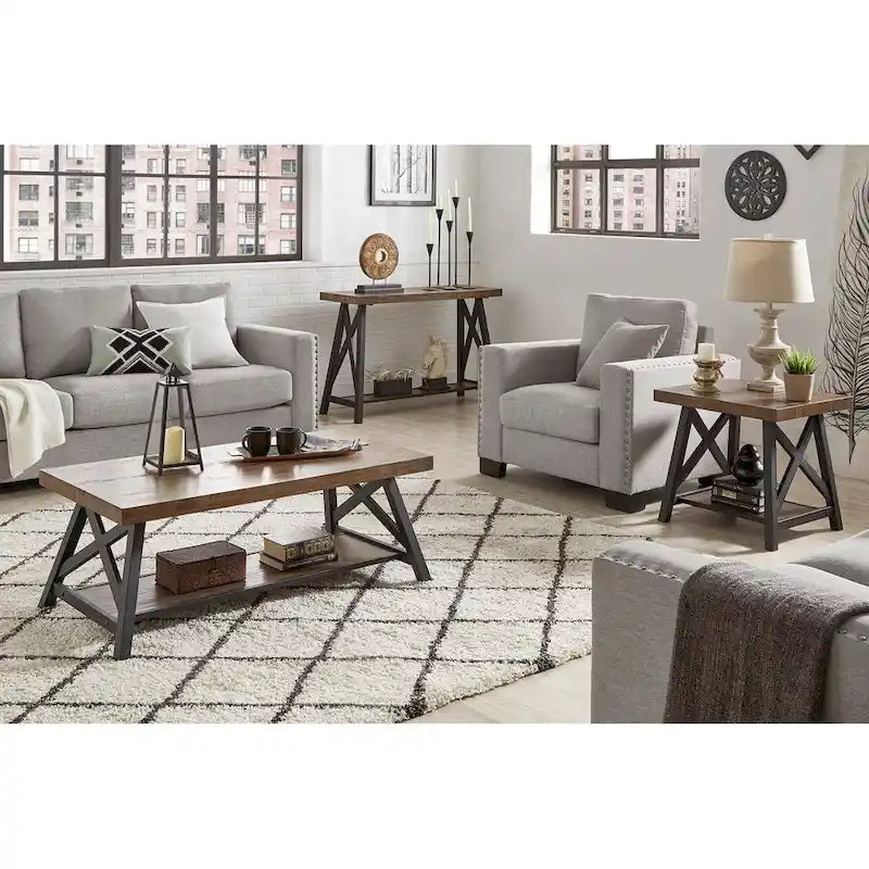 Console industrielle X-Base – Chêne / Marron / Gris / Noir