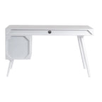 Bureau d'écriture moderne du milieu du siècle en brun naturel / blanc / chêne clair, simple, bois et métal