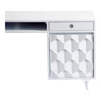 Bureau d'écriture moderne du milieu du siècle en brun naturel / blanc / chêne clair, simple, bois et métal