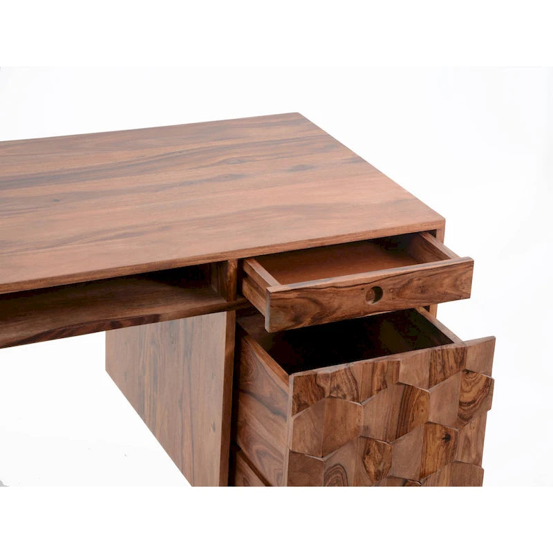 Bureau d'écriture moderne du milieu du siècle en brun naturel / blanc / chêne clair, simple, bois et métal