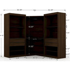 Armoire d'angle moderne bleu nuit/marron/blanc, 3 sections ouvertes, 1 personne