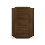 Armoire d'angle moderne bleu nuit/marron/blanc, 3 sections ouvertes, 1 personne