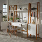 Bureau échelle blanc, pour une personne, avec bibliothèques optionnelles