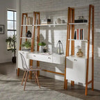 Bureau échelle blanc, pour une personne, avec bibliothèques optionnelles