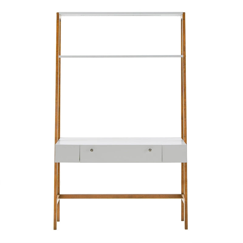 Bureau échelle blanc, pour une personne, avec bibliothèques optionnelles