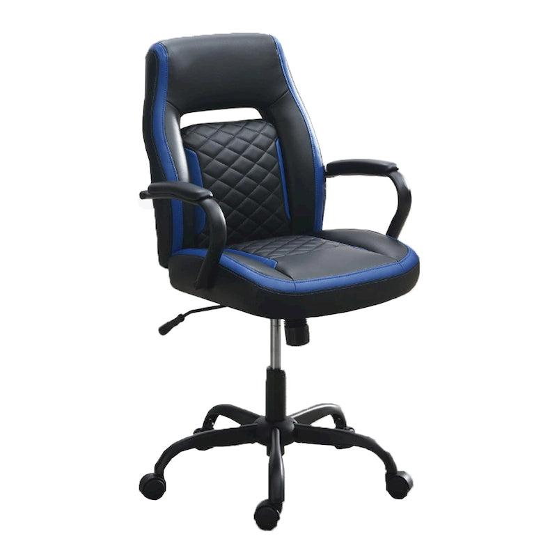 Chaise de bureau ergonomique noire/bleue et noire/grise avec accoudoirs rembourrés, siège individuel