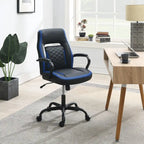 Chaise de bureau ergonomique noire/bleue et noire/grise avec accoudoirs rembourrés, siège individuel