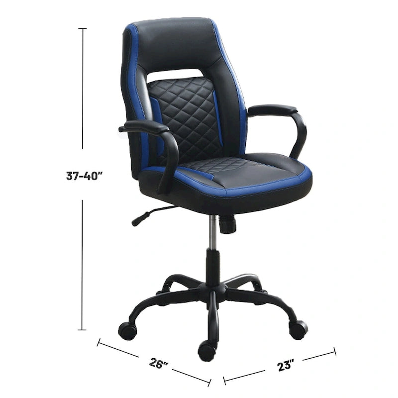 Chaise de bureau ergonomique noire/bleue et noire/grise avec accoudoirs rembourrés, siège individuel