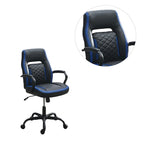 Chaise de bureau ergonomique noire/bleue et noire/grise avec accoudoirs rembourrés, siège individuel