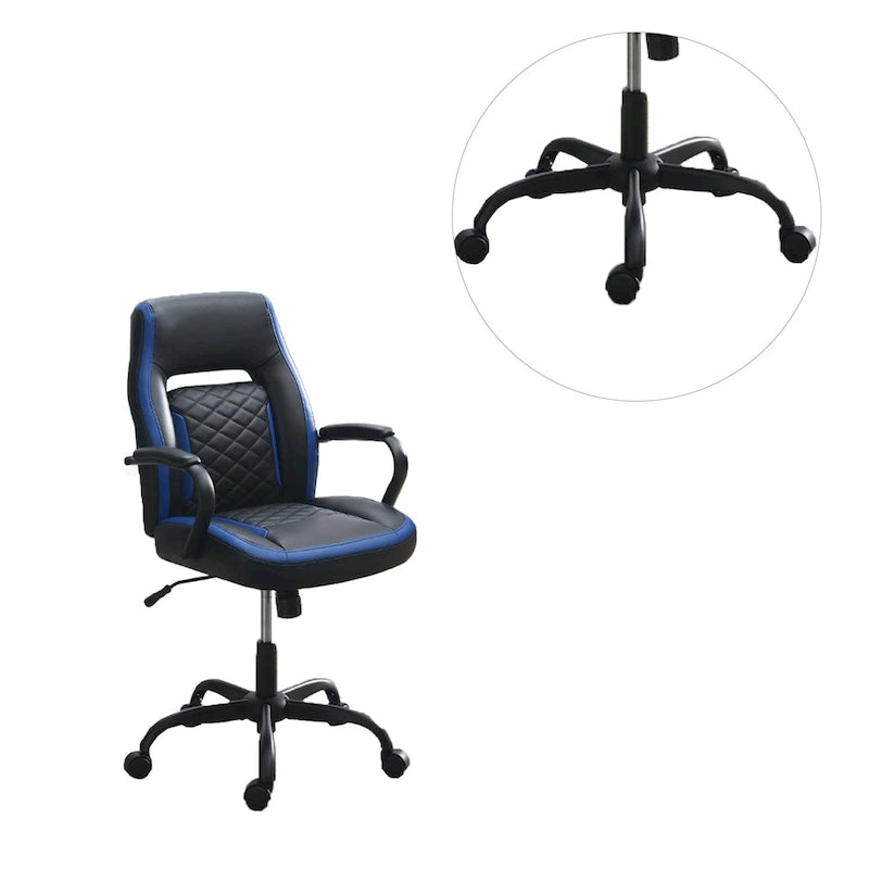 Chaise de bureau ergonomique noire/bleue et noire/grise avec accoudoirs rembourrés, siège individuel