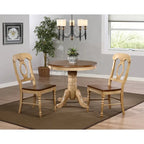 Chaise de salle à manger bicolore vieillie, lot de 2 – Blé crémeux et brun pacane